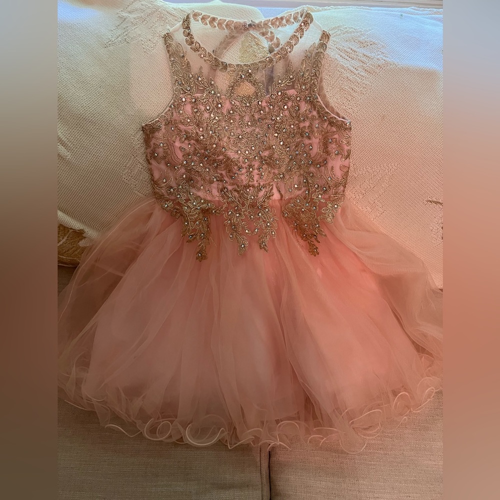 Chantilly Place Girls Formal Beaded Tulle Dress Size 6